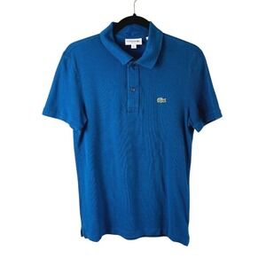 Lacoste Slim Fit Polo Shirt Blue Piqué Cotton Crocodile Logo Classic FR 4 / US M